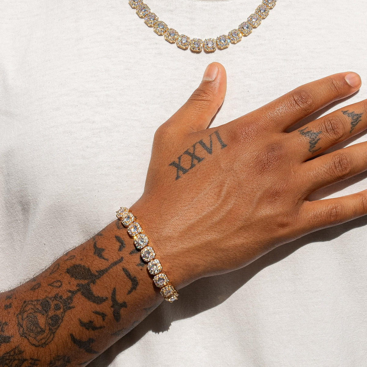 10MM PULSEIRA CLUSTERED TENNIS - BANHADO A OURO 18K