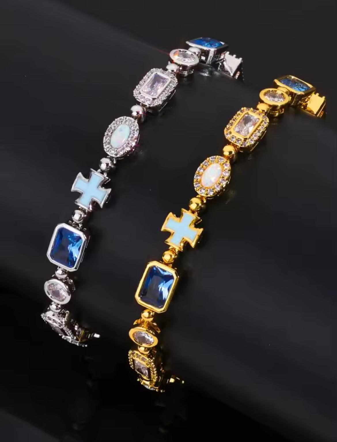 Pulseira Pedras Múltiplas LC (6MM) Blue